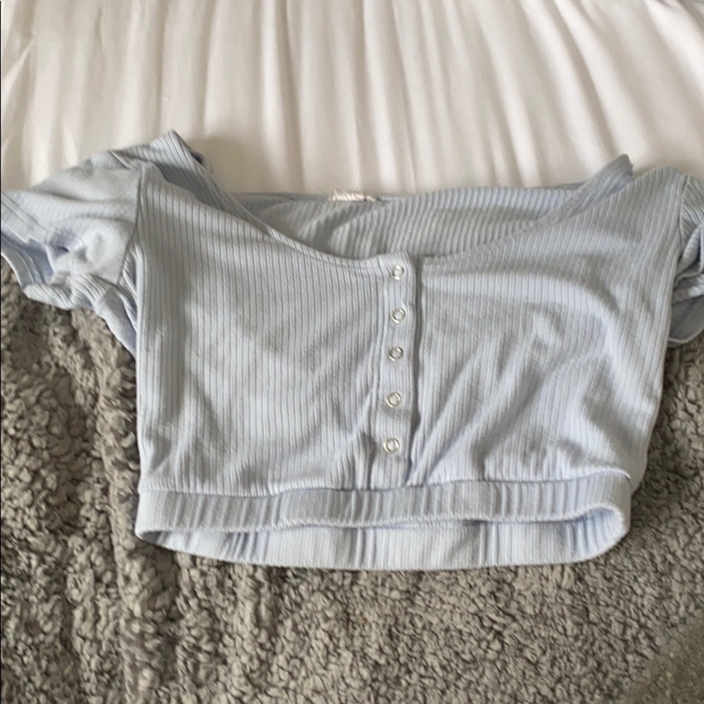 Blue button up crop top - Picture 1 of 2